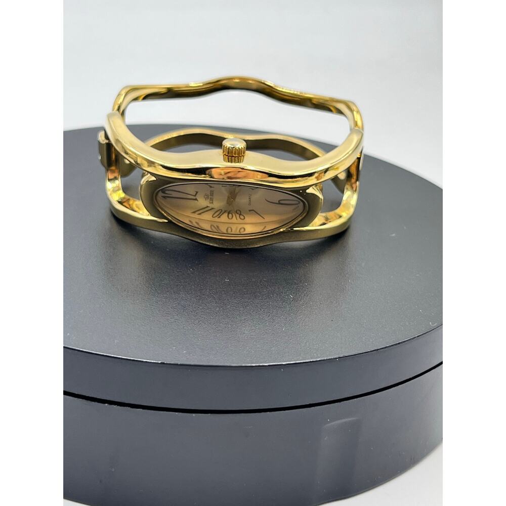 Jean Paul Vintage Bangle Quartz Gold Tone Hinged Watch New Battery‎ MCM